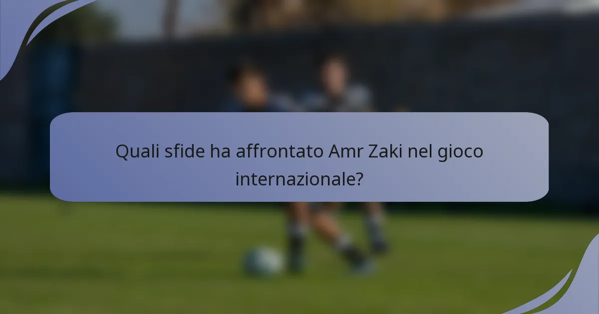 Quali sfide ha affrontato Amr Zaki nel gioco internazionale?