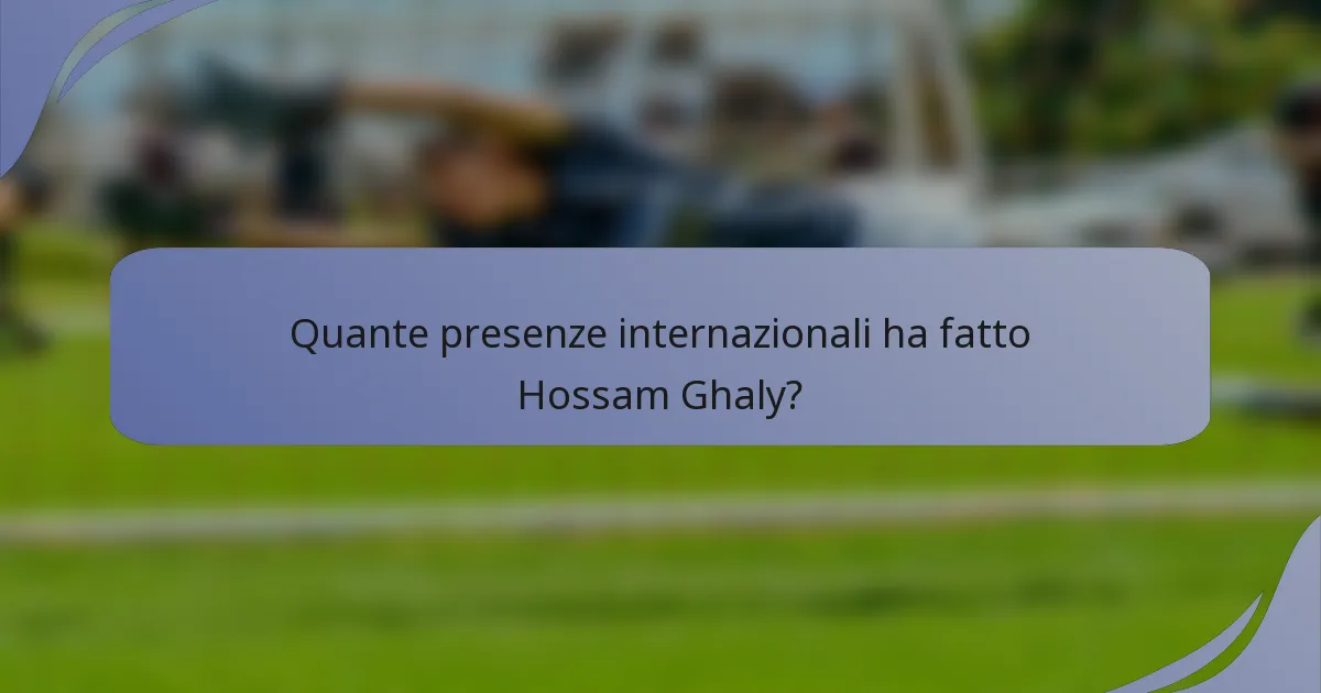Quante presenze internazionali ha fatto Hossam Ghaly?